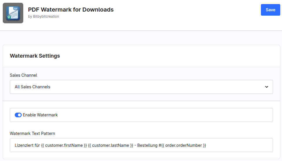 PDF-Wasserzeichen Plugin für Shopware – Screenshot 2